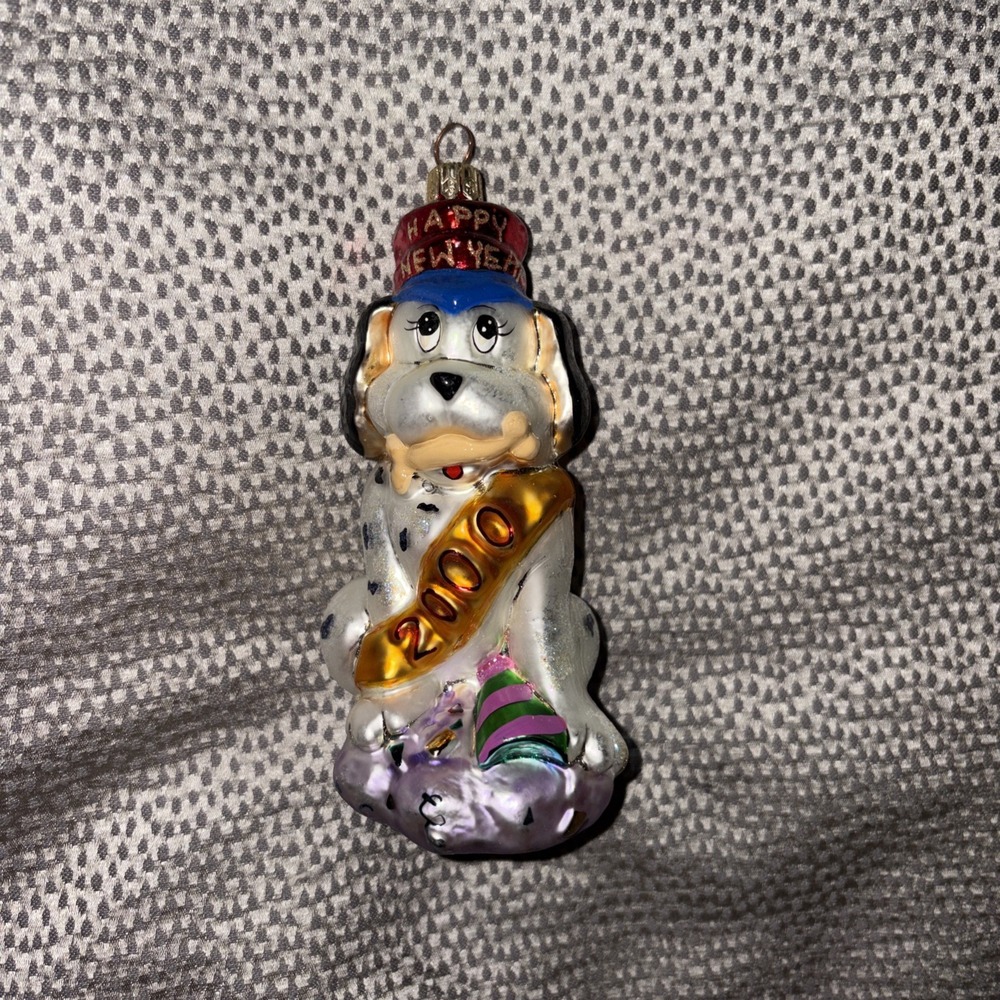 Christopher Radko Millennium Dalmatian Pup 2000 Happy New Year Glass Ornament